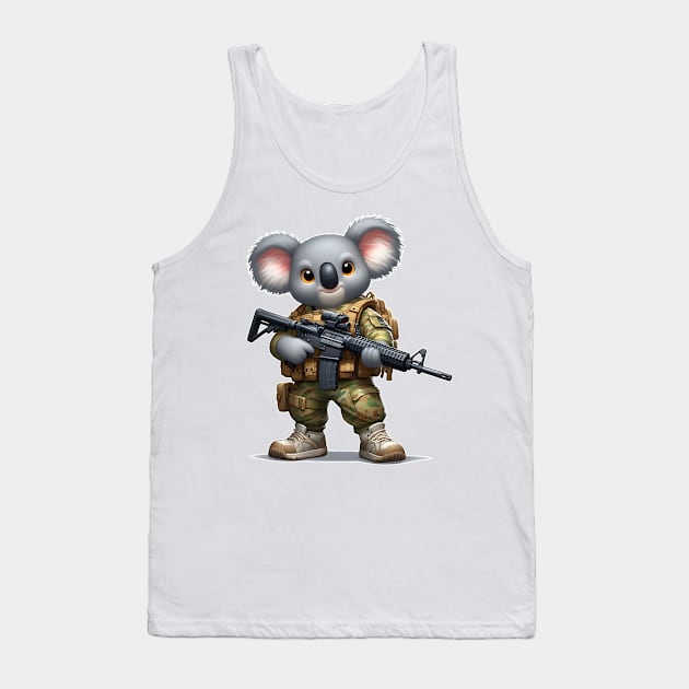 Tactical Koala Tank Top by Rawlifegraphic